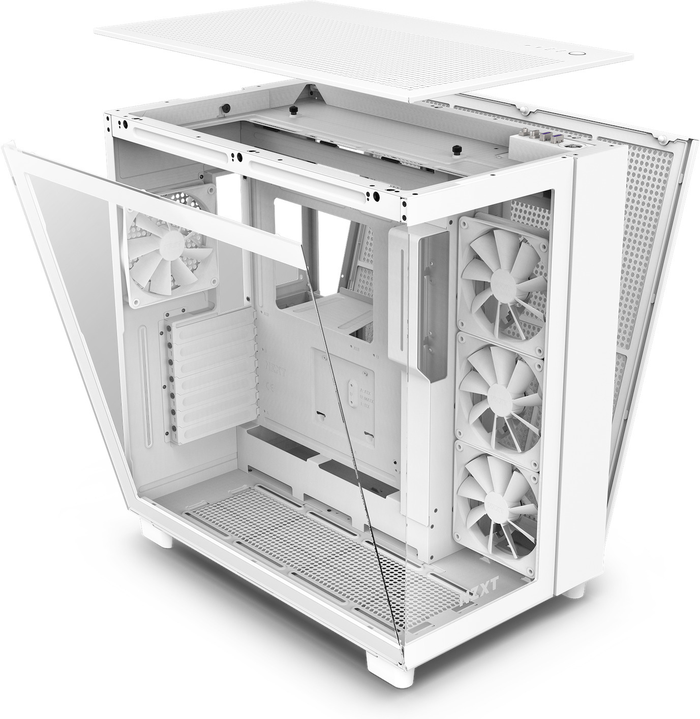 NZXT H9 Flow ATX-kotelo ikkunalla, valkoinen
