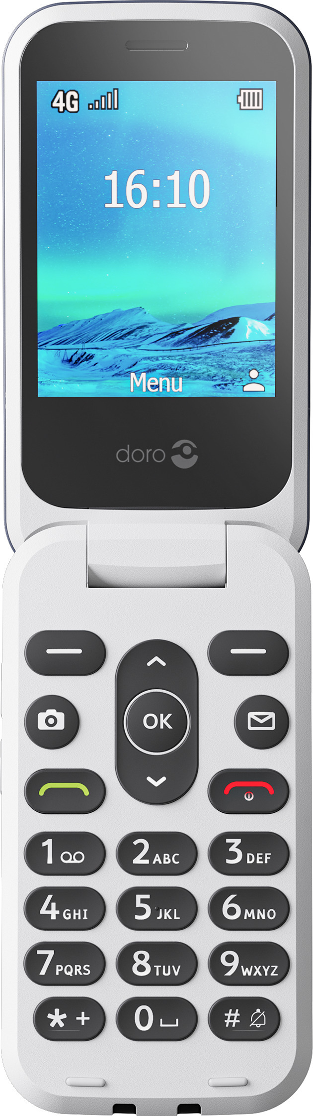 Doro 2821 4G -peruspuhelin, sininen / valkoinen