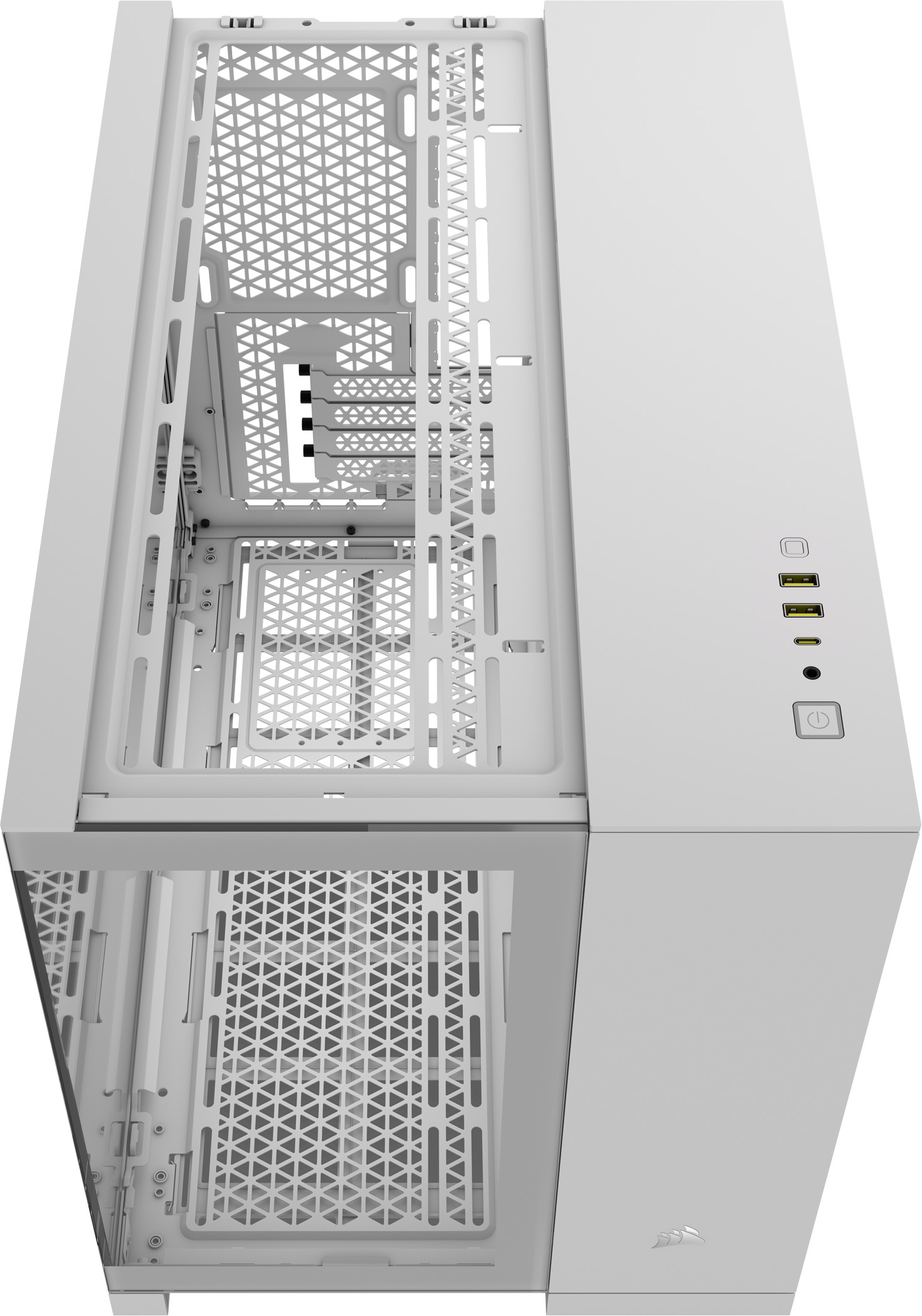 Corsair 2500X Micro-ATX-kotelo panoraamaikkunalla, valkoinen
