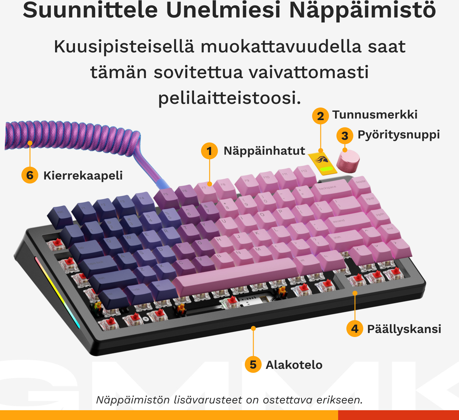 Glorious GMMK 3 75% Barebone -näppäimistön runko, musta