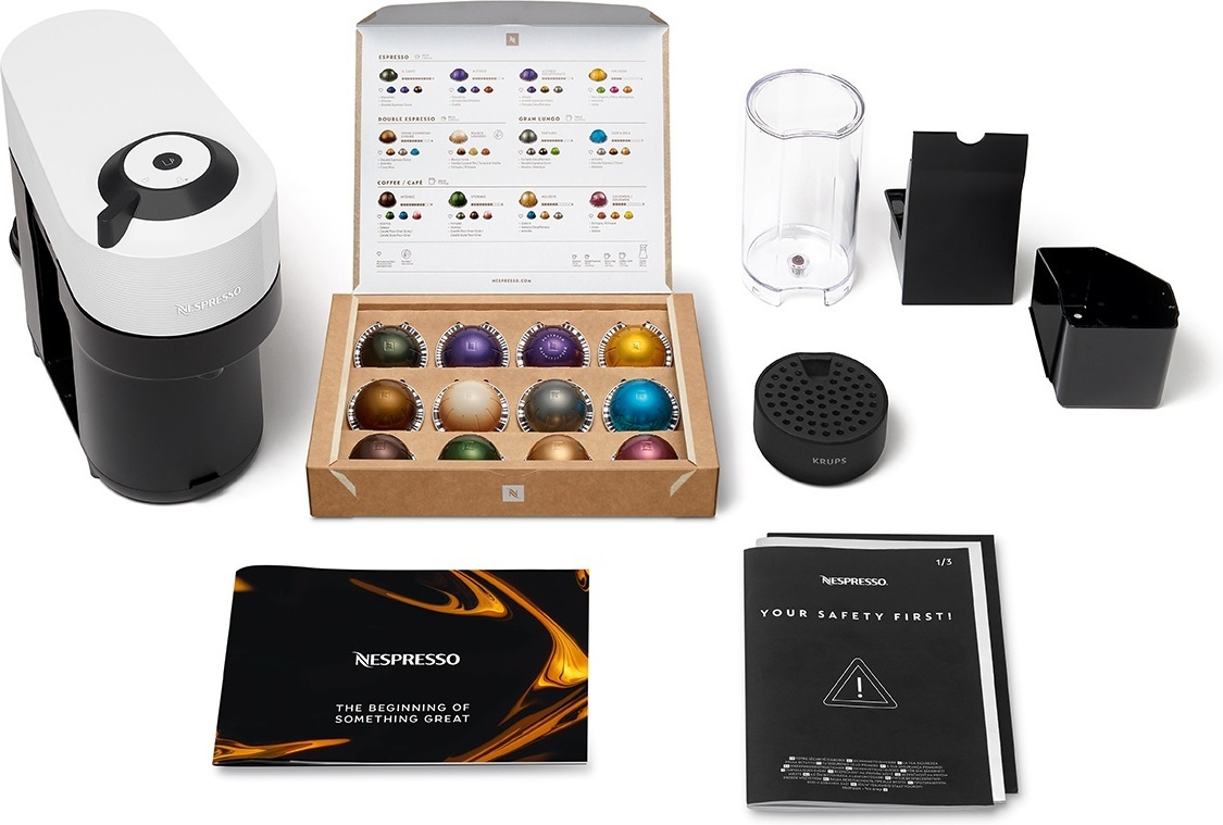 Nespresso Vertuo POP XN920110WP -kahvikapselikone, valkoinen/musta