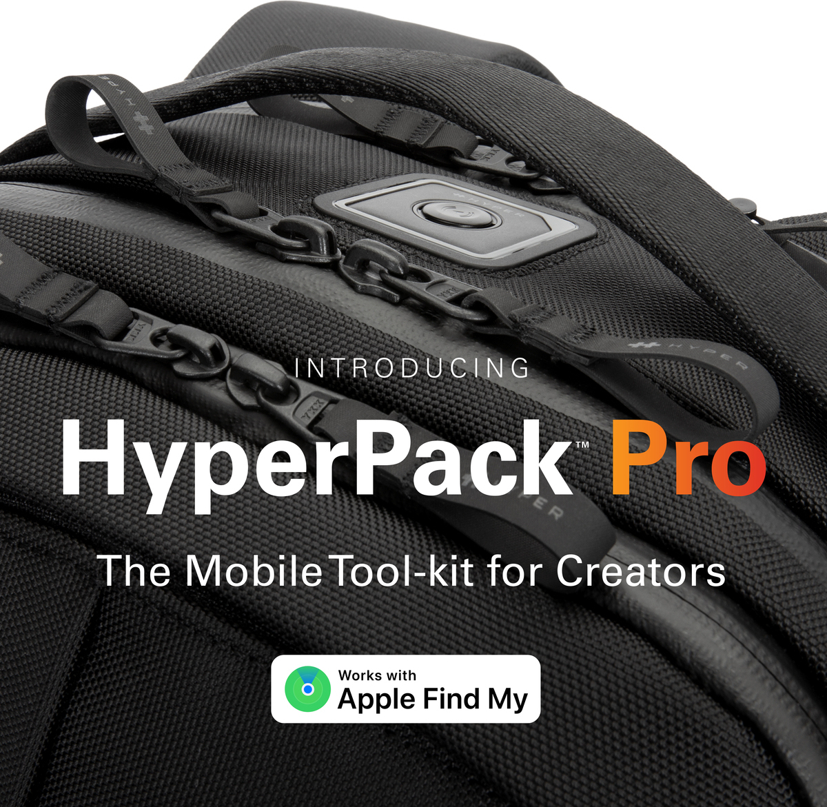 Hyper Pack Pro -reppu, Find My -paikantimella, musta