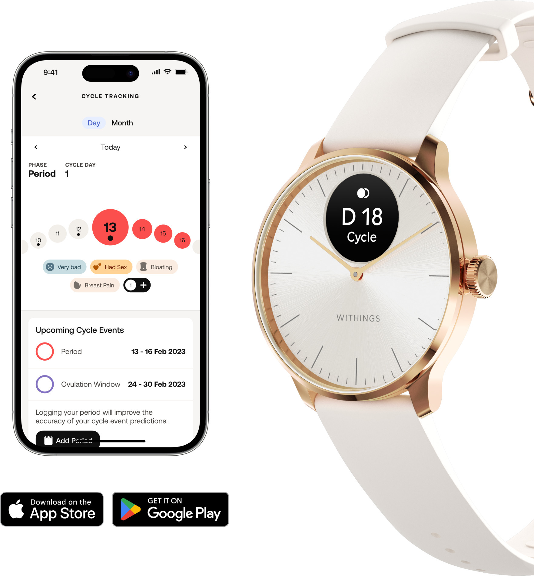 Withings Scanwatch Light -älykello, 37 mm, valkoinen / ruusukulta