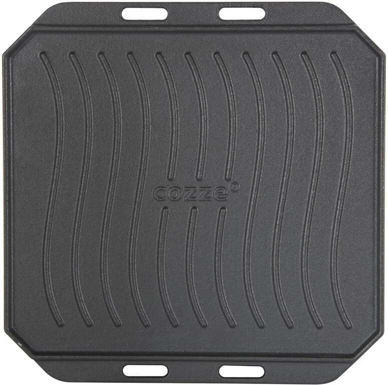 Cozze® Cast Iron Pan -kaksipuoleinen valurautapannu bambualustalla, 330 x 330 mm