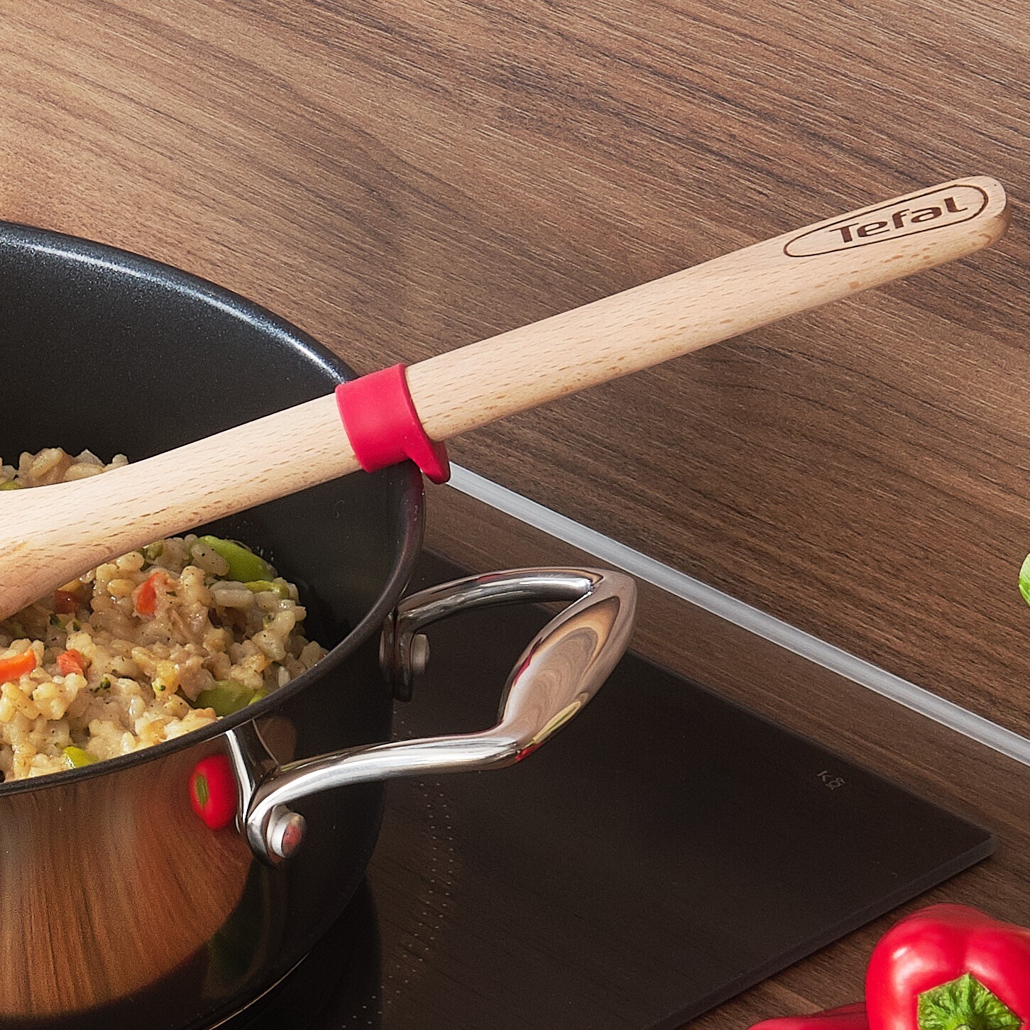 Tefal Ingenio Wood -risottokauha 32,5 cm, puu/silikoni