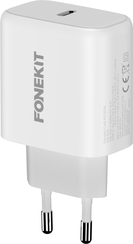 FoneKit GaN PD 65W -verkkovirtalaturi, USB-C, valkoinen