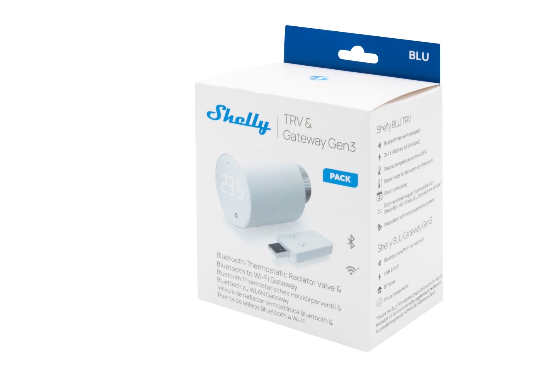 Shelly BLU TRV + BLU Gateway Gen3 -älytermostaatti, 1 kpl
