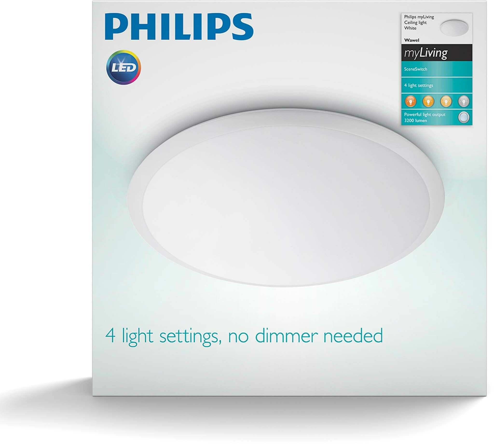 Philips MyLiving Wawel -kattovalaisin, valkoinen,  38 cm, 2000 lm