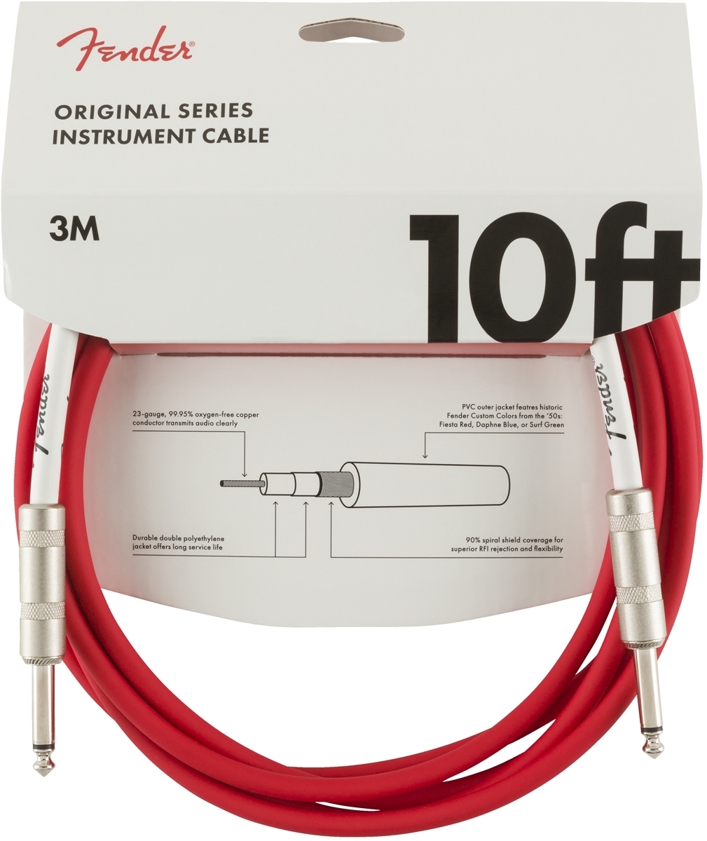 Fender Original -instrumenttikaapeli, 3 m, punainen