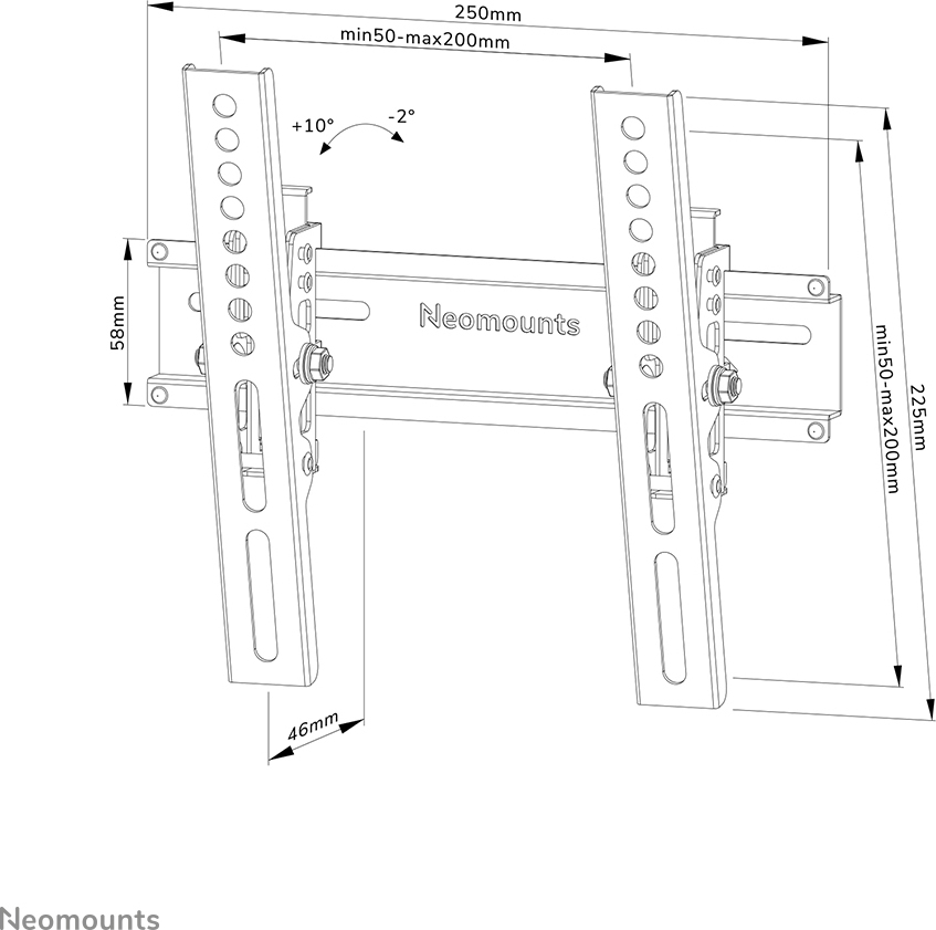 Neomounts by Newstar WL35-350BL12 kallistuva seinäteline 24-55" näytöille - musta