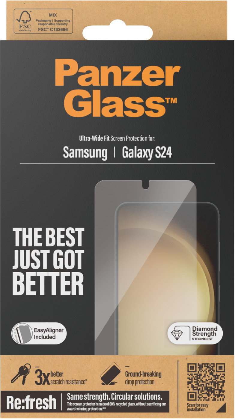 PanzerGlass Ultra-wide Fit with Aligner -panssarilasi, Samsung Galaxy S24