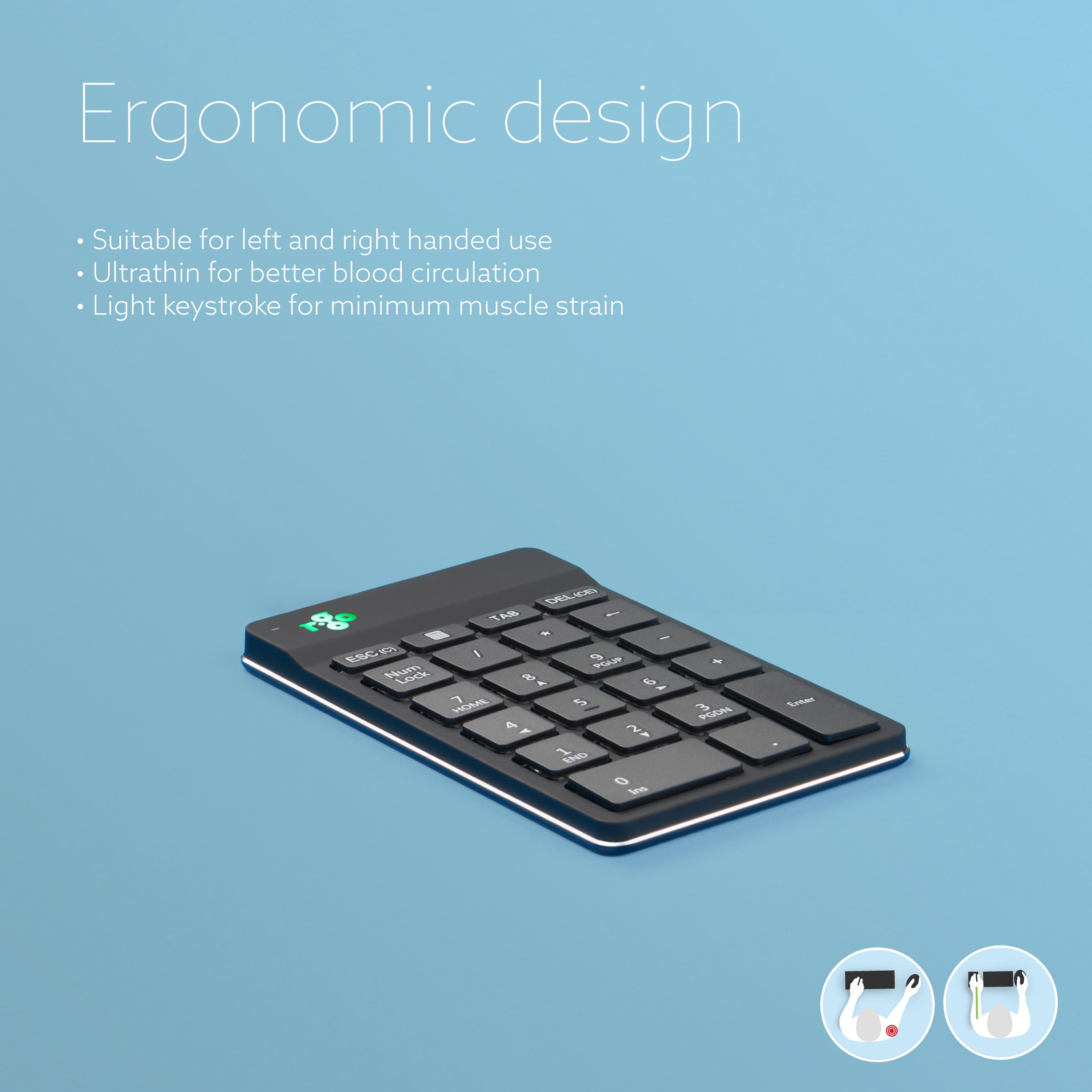 R-Go Numpad Break -numeronäppäimistö, langaton, musta