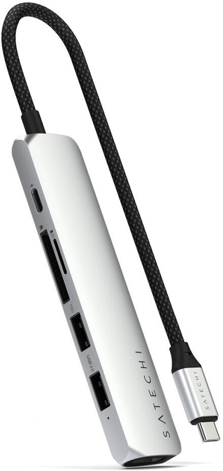 Satechi 6-in-1 USB-C Slim Multiport -adapteri, hopea