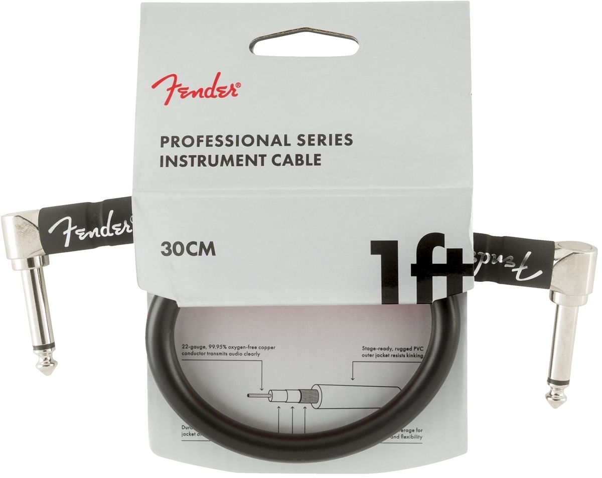 Fender Professional -instrumenttikaapeli 30 cm, musta
