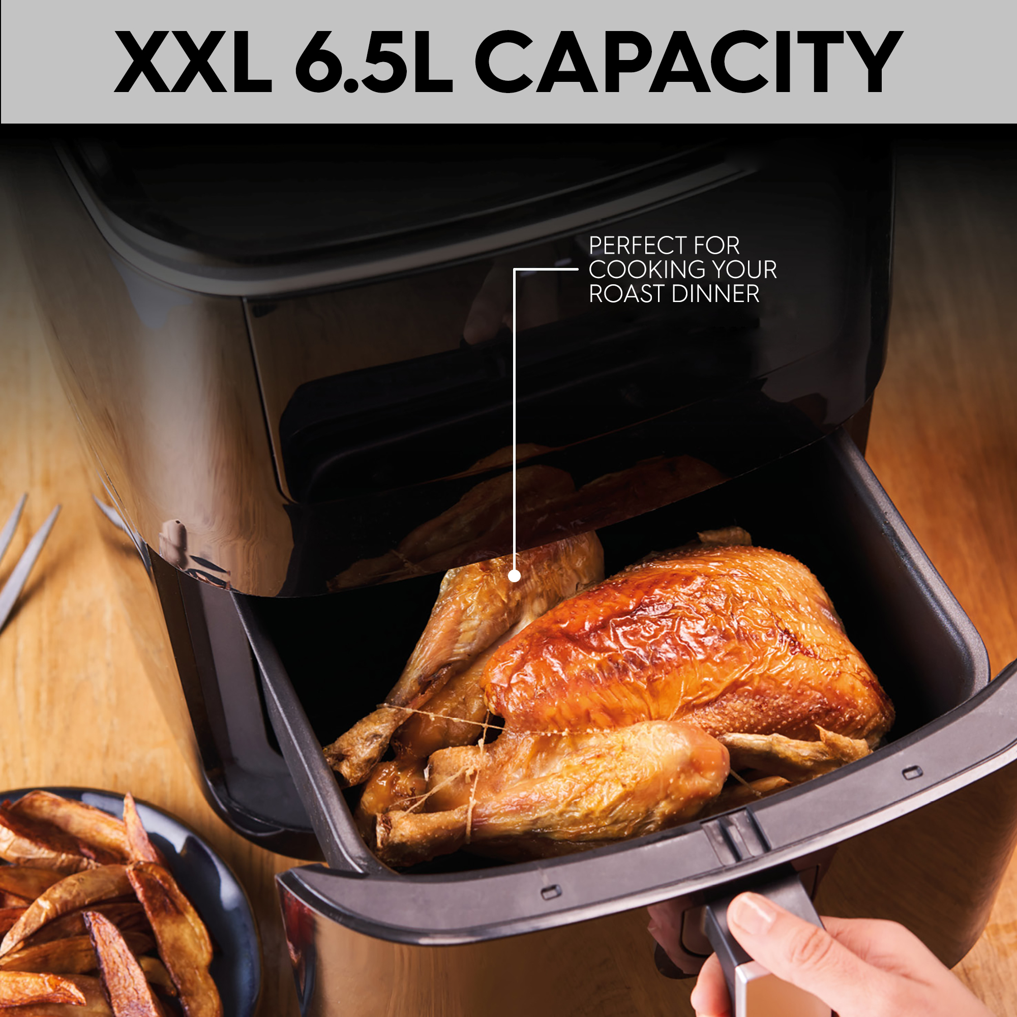 OBH Nordica Easy Fry & Grill Steam+ 3-in-1 -airfryer höyrytys- ja grillitoiminnolla, musta