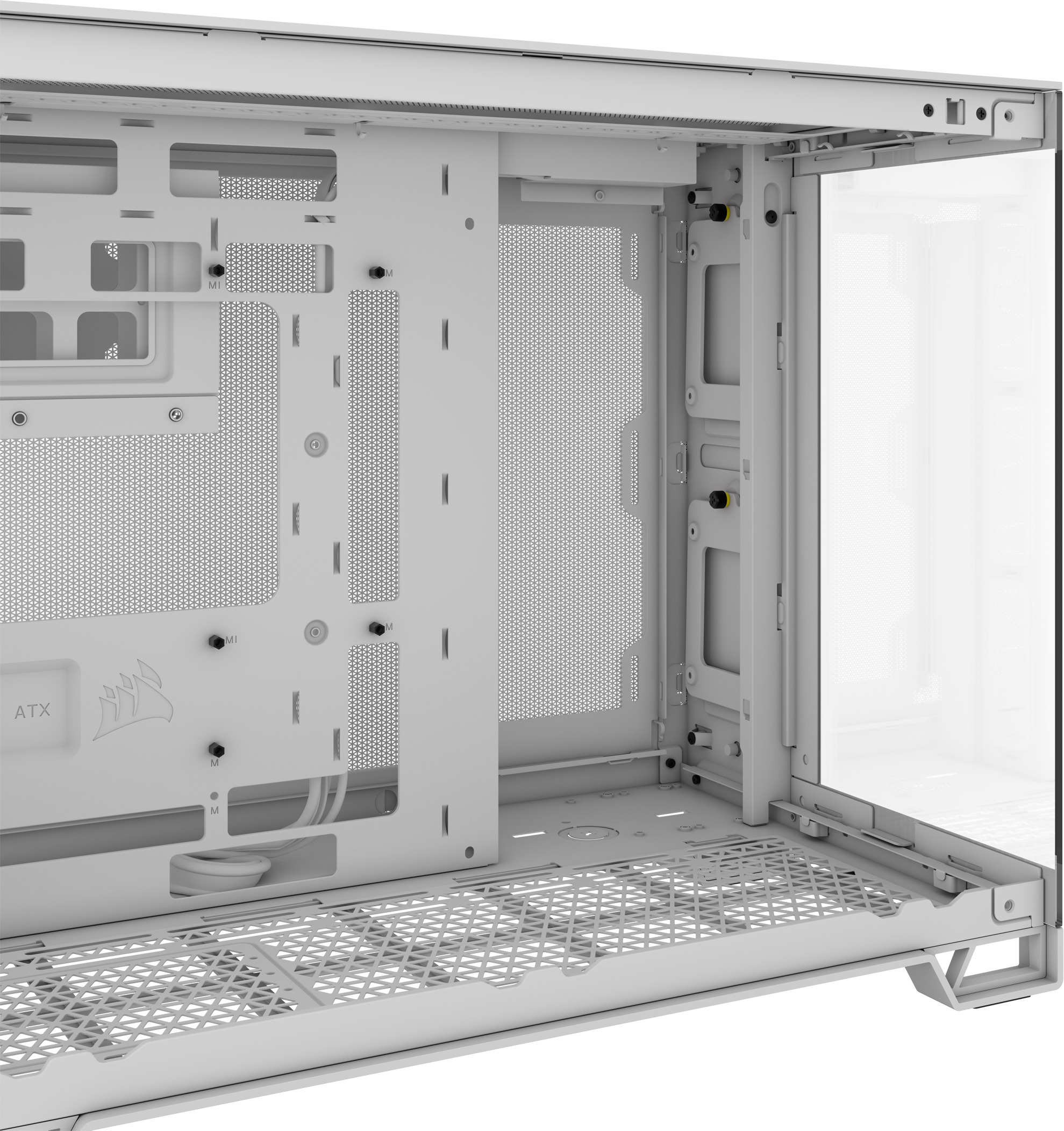 Corsair 2500X Micro-ATX-kotelo panoraamaikkunalla, valkoinen