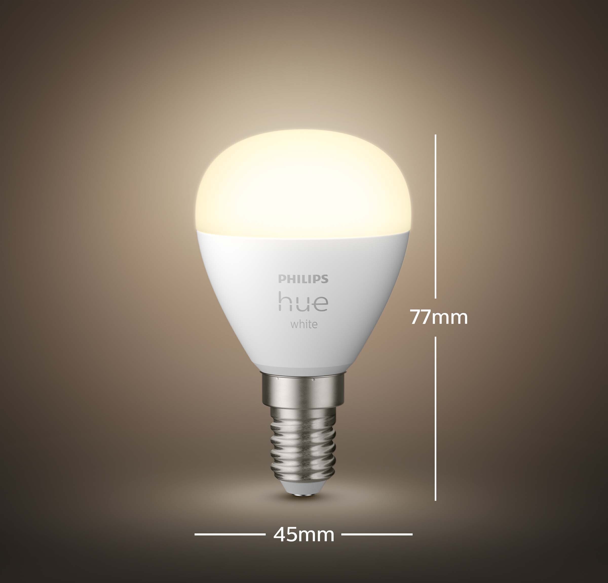 Philips Hue -LED-älylamppu, BT, White, E14, 470 lm, mainoslamppu pyöreä, 2 kpl pakkaus