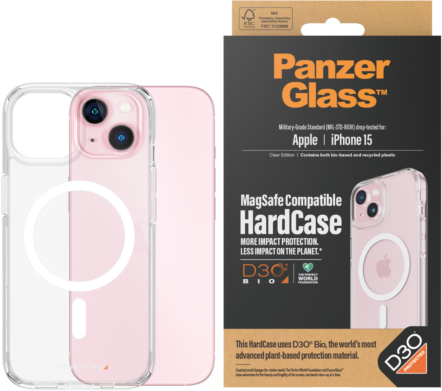 PanzerGlass HardCase with D3O -suojakotelo, iPhone 15 Pro Max
