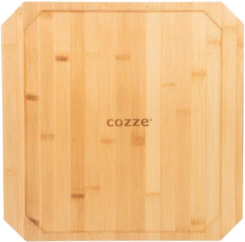Cozze® Cast Iron Pan -kaksipuoleinen valurautapannu bambualustalla, 330 x 330 mm