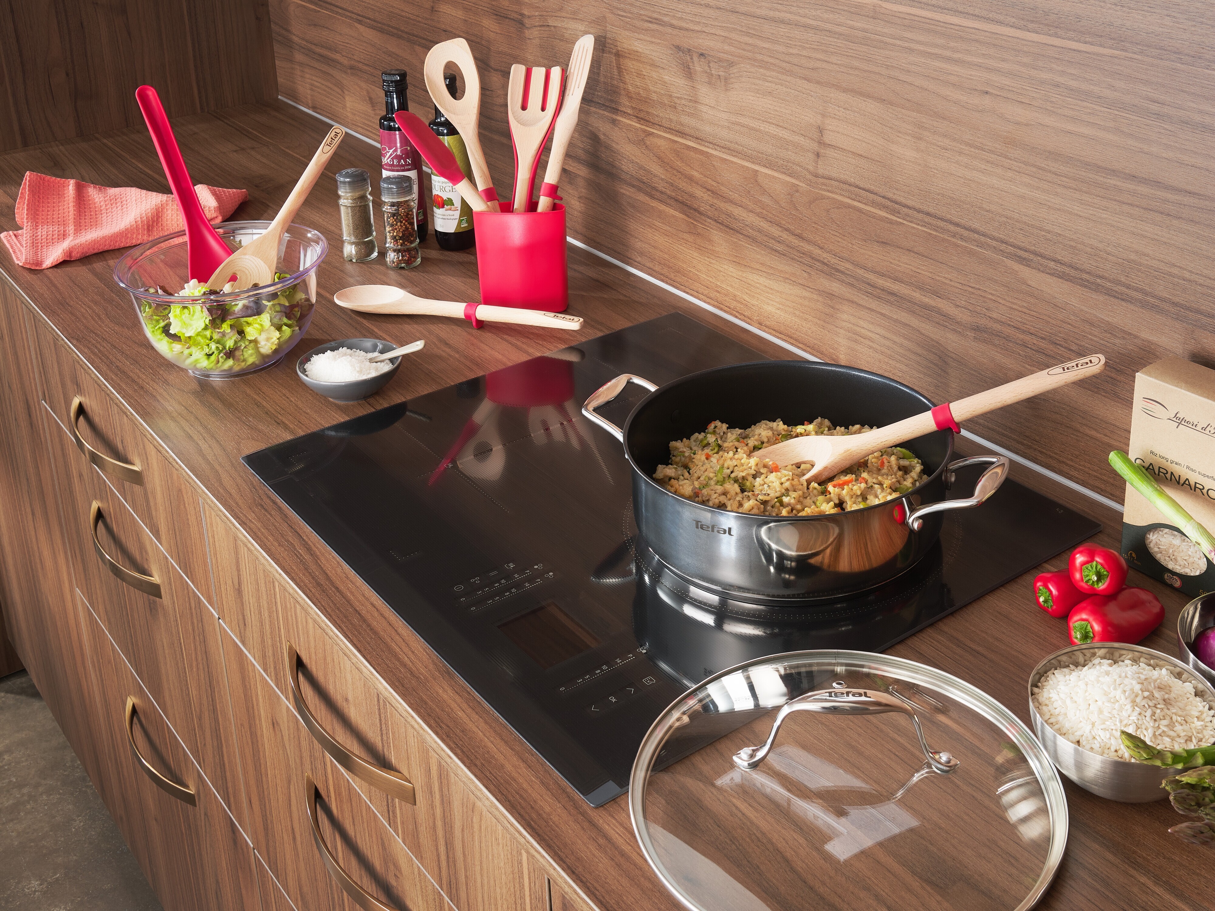 Tefal Ingenio Wood -risottokauha 32,5 cm, puu/silikoni