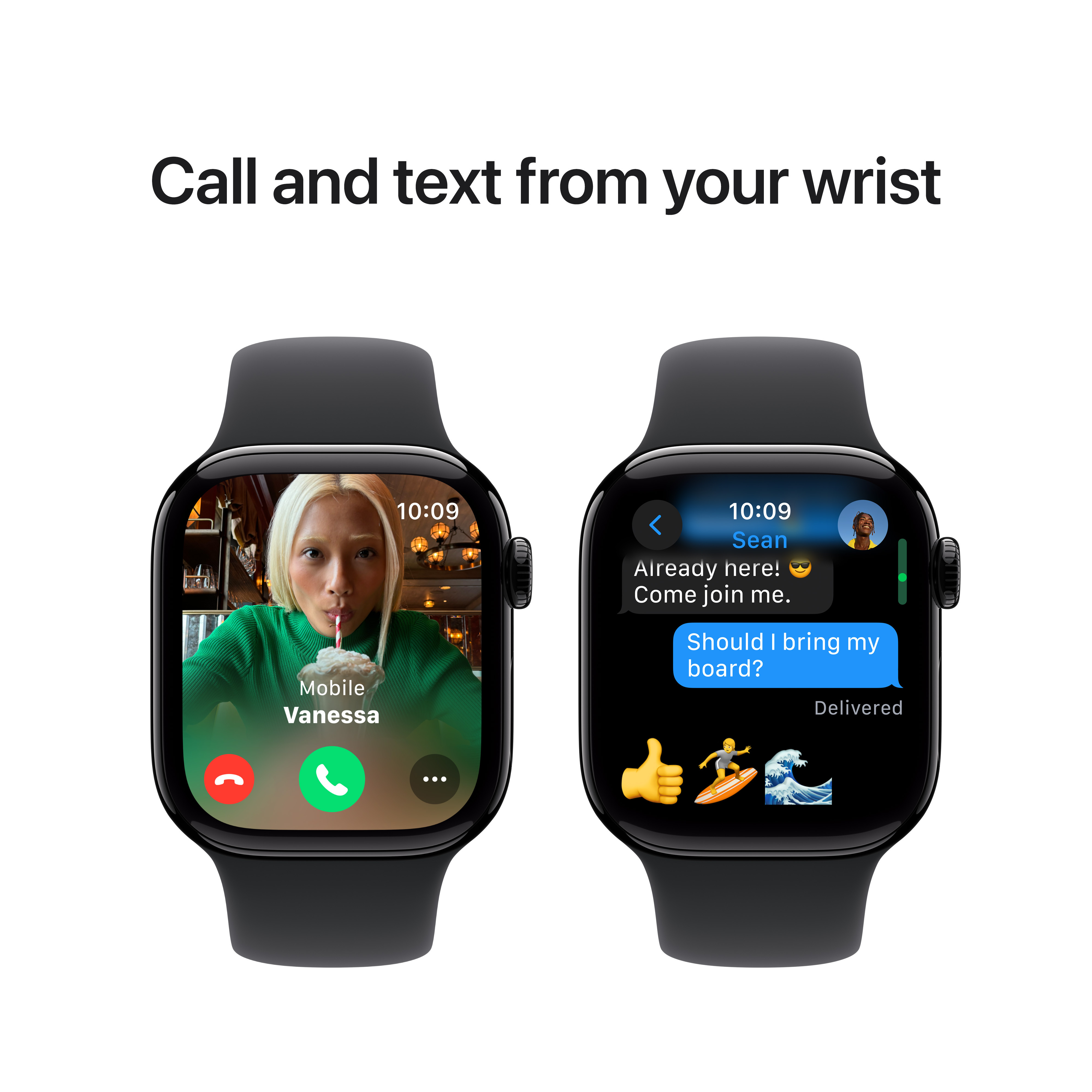 Apple Watch Series 10 (GPS) 42 mm peilimusta alumiinikuori ja musta urheiluranneke, S/M (MWWE3)