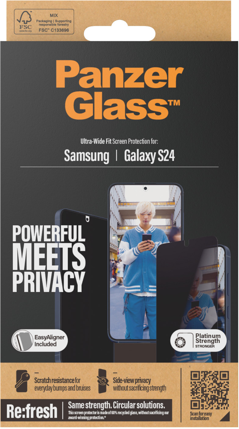 PanzerGlass Privacy Ultra Wide Fit -panssarilasi, Samsung Galaxy S24