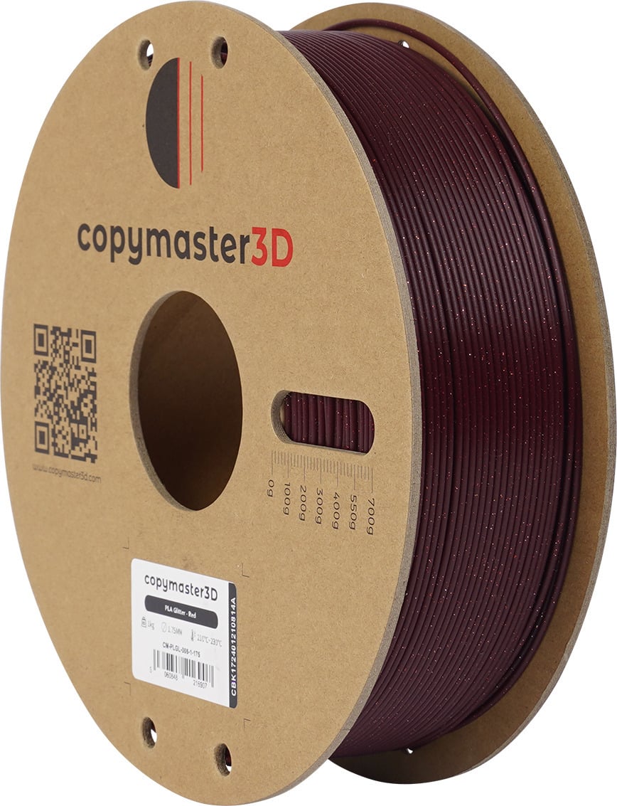 Copymaster3D PLA Glitter -filamentti 3D -tulostimeen, 1.75 mm, kimaltava punainen