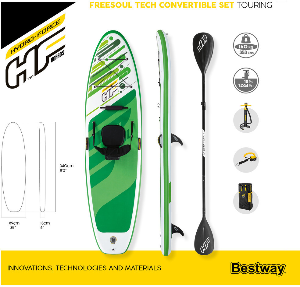 Bestway Hydro-Force Freesoul Tech SUP -lautapaketti, 340 x 89 x 15cm ...