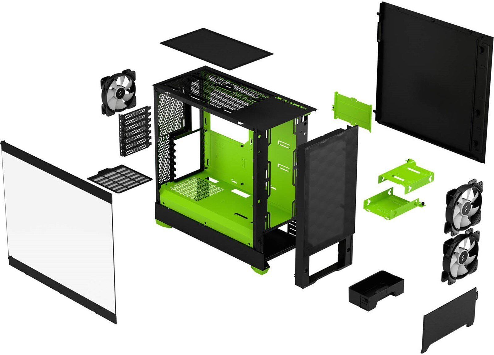 Fractal Design Pop Air RGB Green Core TG ATX-kotelo ikkunalla, musta/vihreä