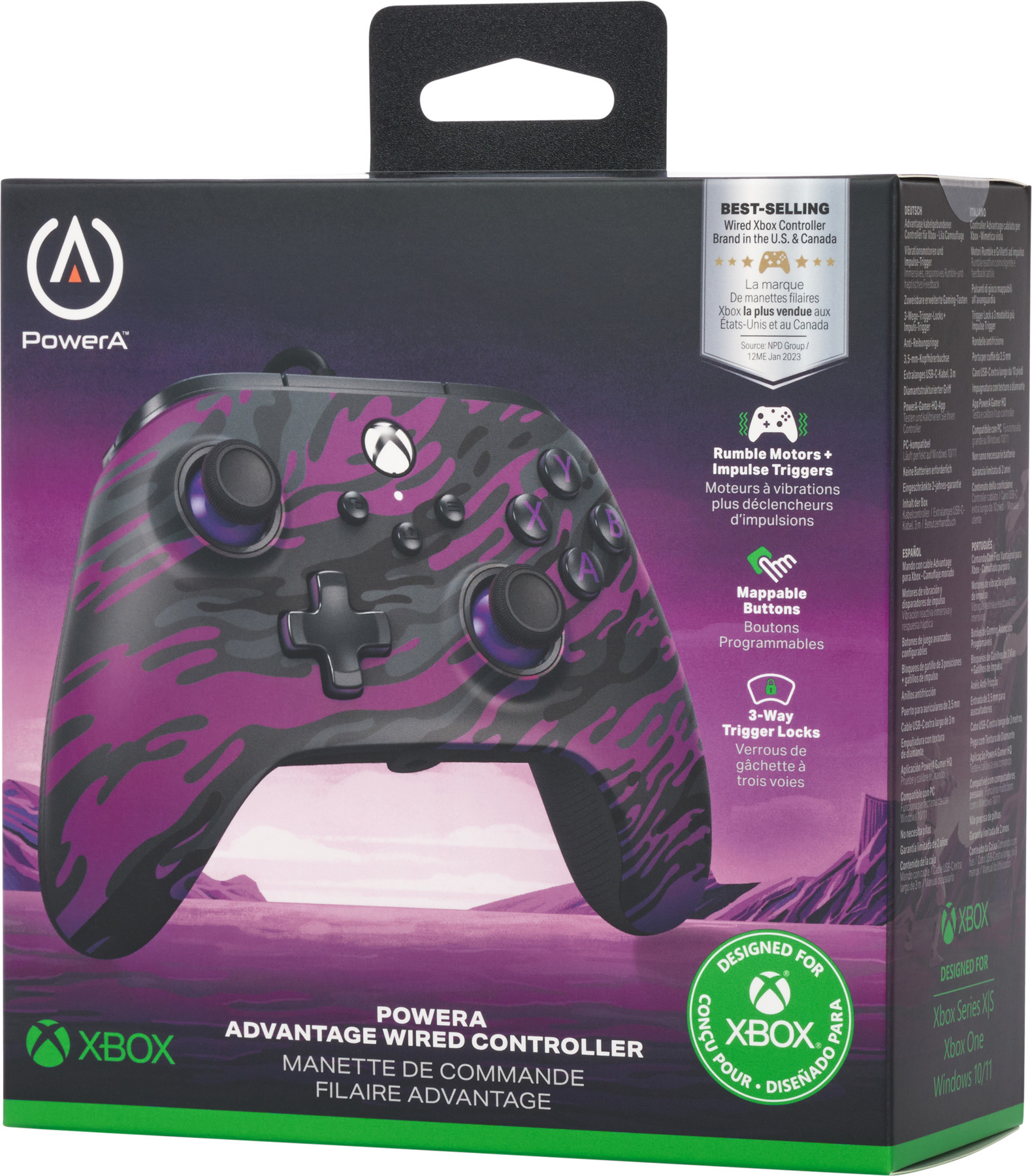 PowerA Advantage Wired Controller -peliohjain, Purple Camo, Xbox