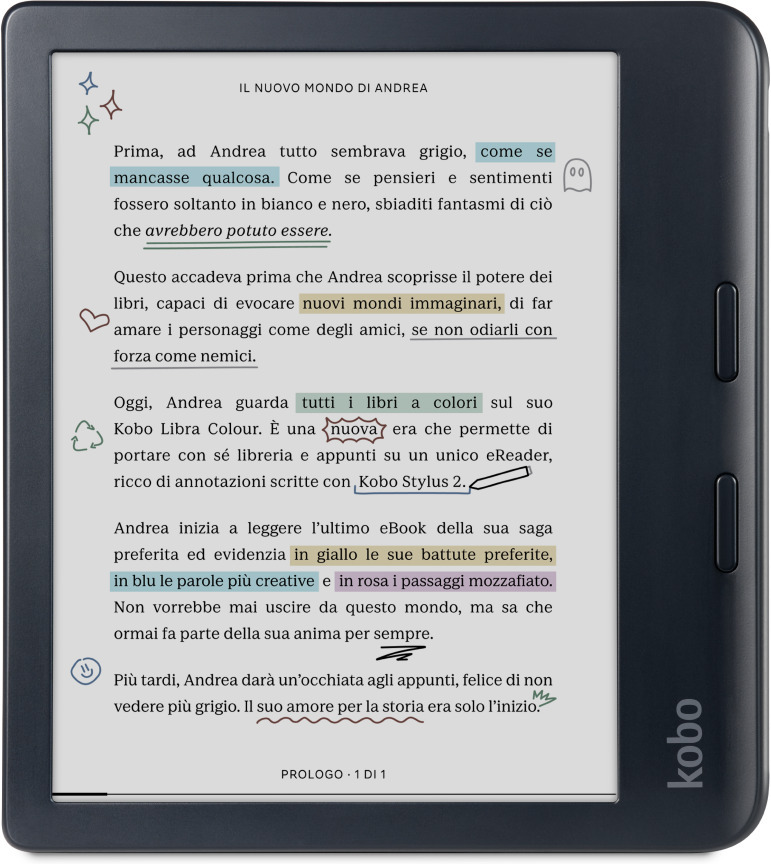 Kobo Libra Colour 7" -e-kirjojen lukulaite, musta