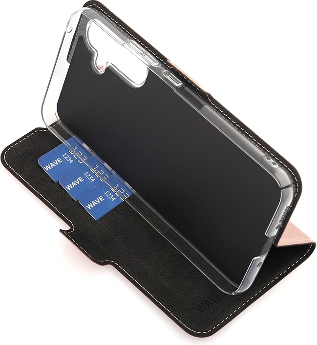 Wave BookCase -suojakotelo, Samsung Galaxy A54 5G, ruusukulta