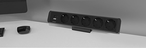 DELTACO virtapaneeli, 5 pistorasiaa, 1x21W A+C USB-laturi, GST18-liitäntä