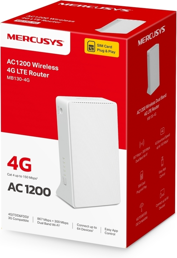 Mercusys MB130 4G LTE-modeemi ja WiFi-tukiasema