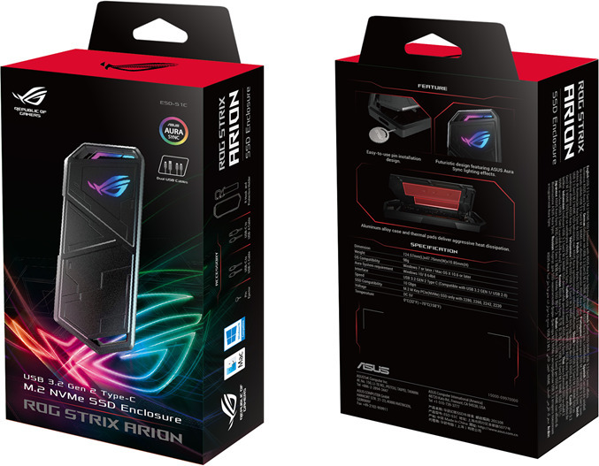 Asus ROG STRIX ARION ulkoinen kiintolevykotelo, M.2 USB-C 3.2 Gen2, PCIe NVMe