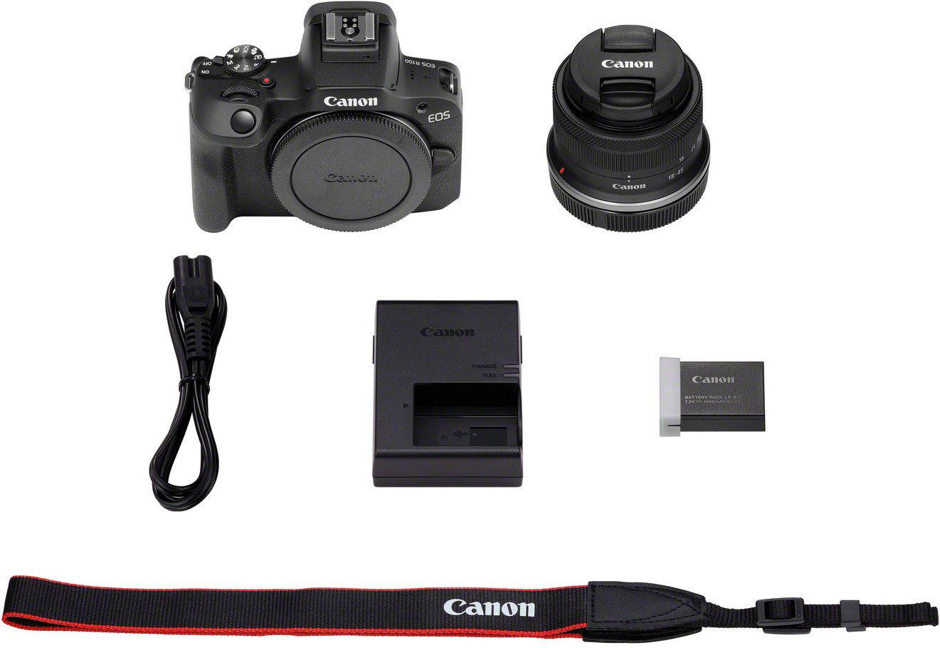 Canon EOS R100 -mikrojärjestelmäkamera + 18-45 mm IS STM -objektiivi