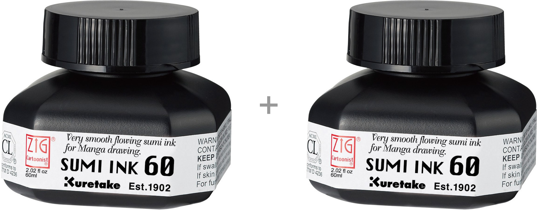 Kuretake ZIG Cartoonist Sumi Ink 60 - Black - 60 ml Bottle