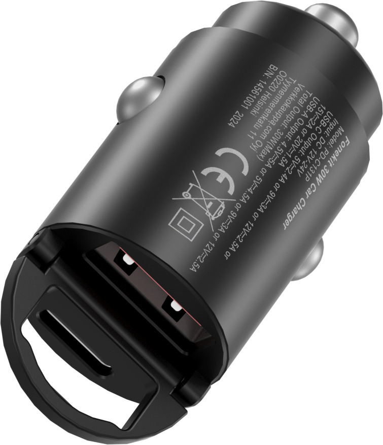 FoneKit Travel PD 30W, USB-A + USB-C -autolaturi