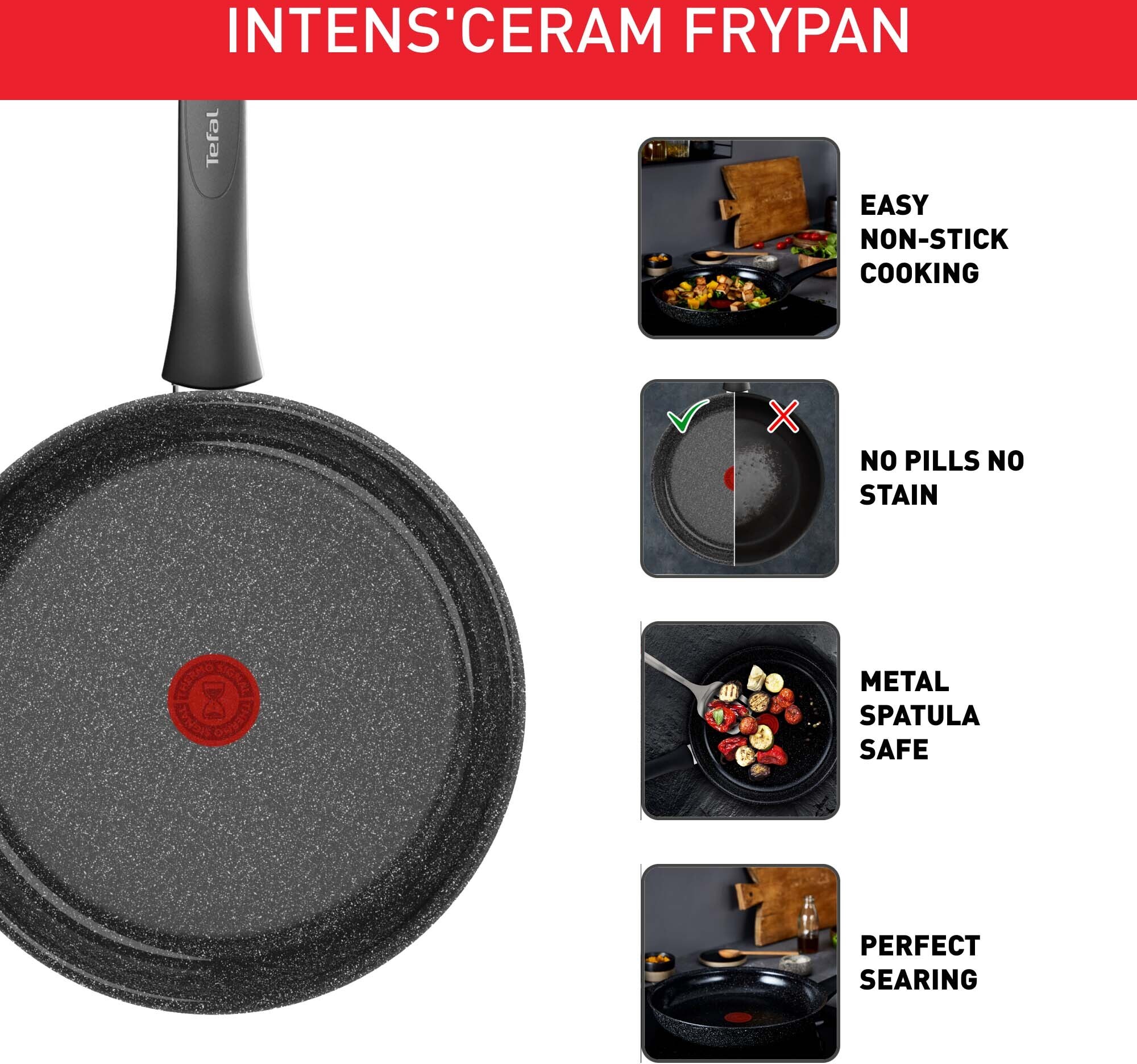 Tefal Intens'Ceram -paistinpannu 24 cm, musta