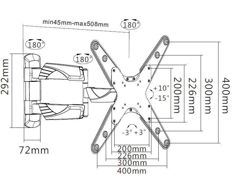 Mozi Slim Full-motion B1 23-55" television seinäteline