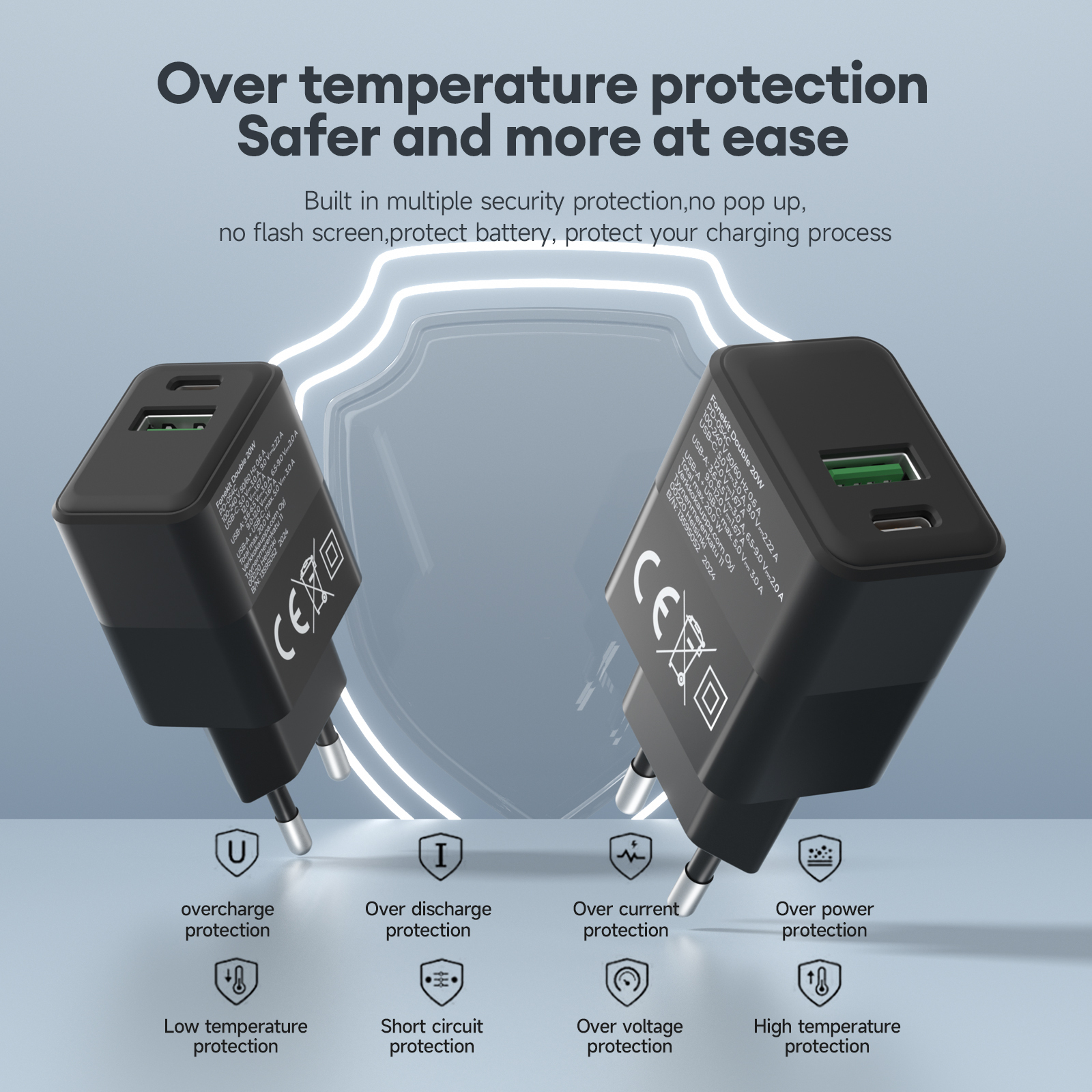 FoneKit Mini 20W -verkkovirtalaturi, USB-C, musta