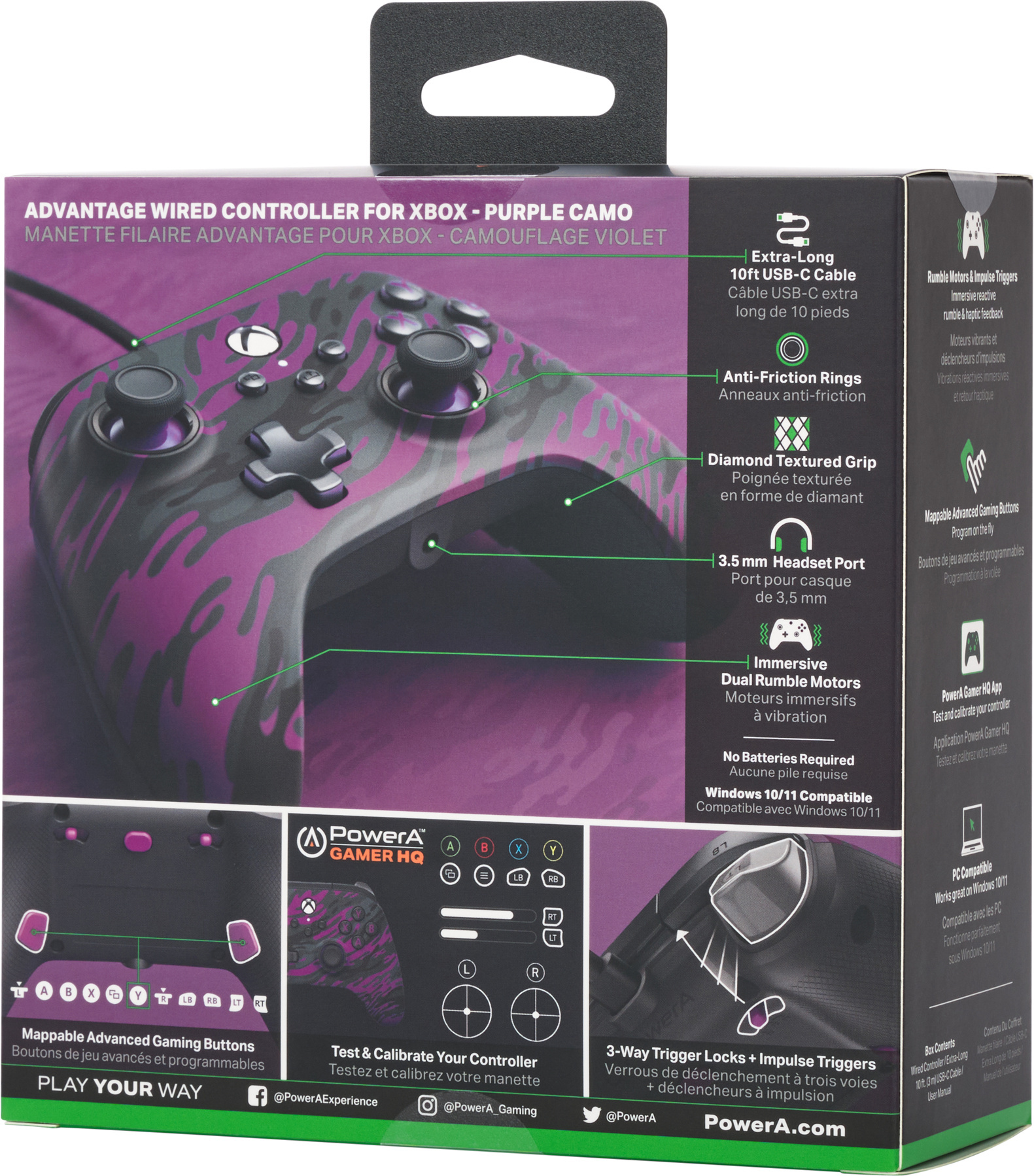 PowerA Advantage Wired Controller -peliohjain, Purple Camo, Xbox