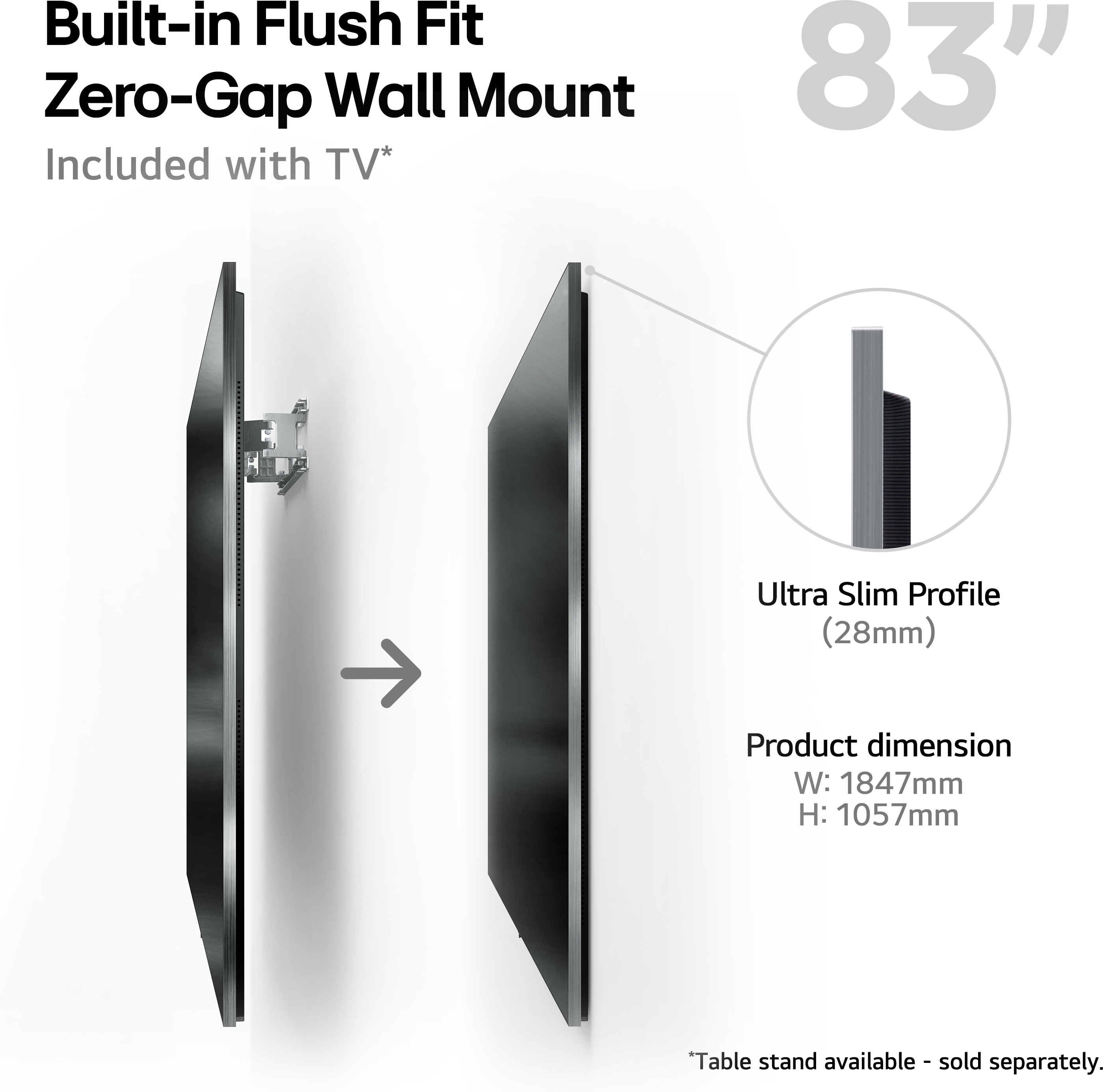 LG 83'' OLED evo G4 – 4K TV seinätelineellä