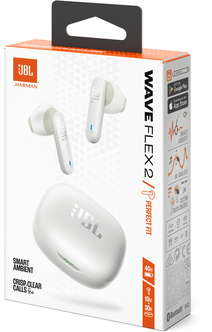 JBL Wave Flex 2 nappikuulokkeet, valkoinen