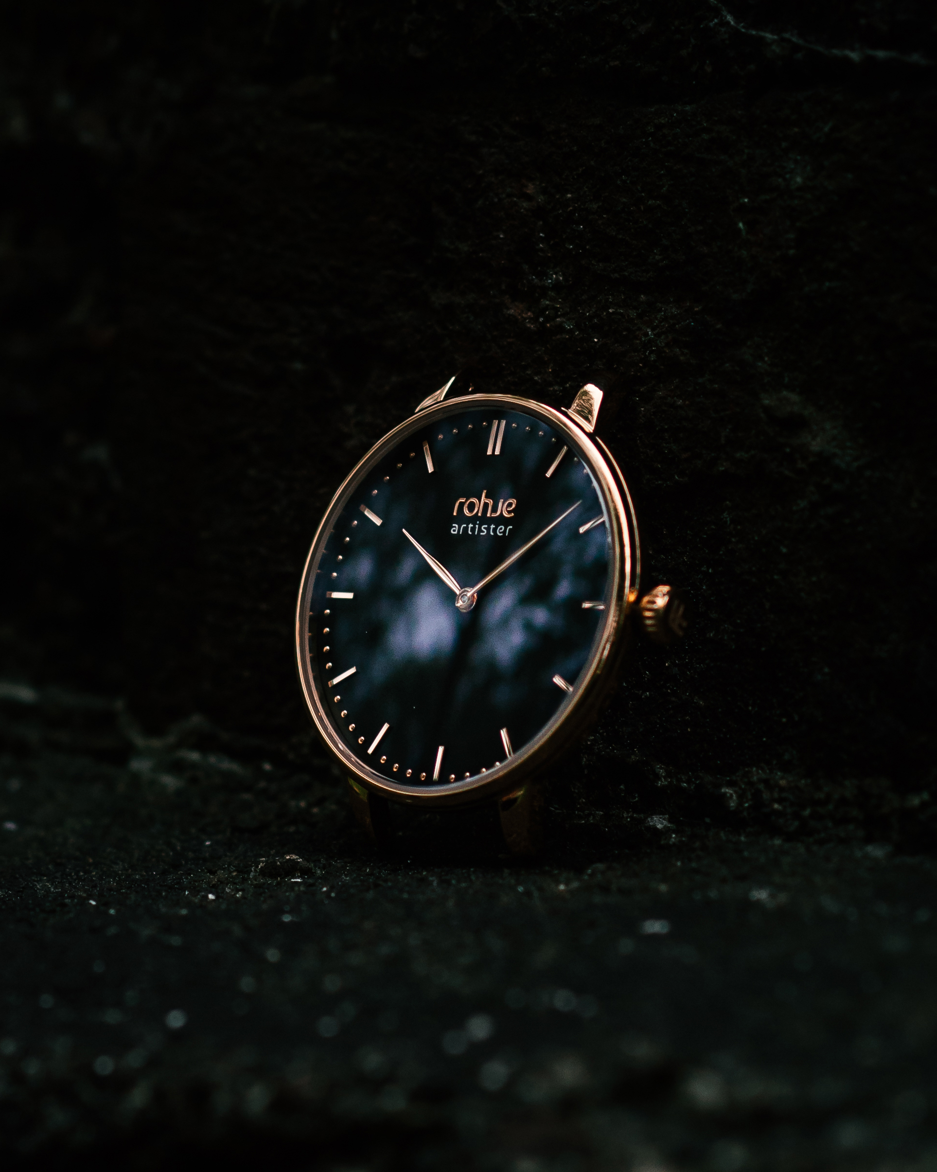 Rohje Artister Classic Black -rannekello, 36 mm, nahkaranneke