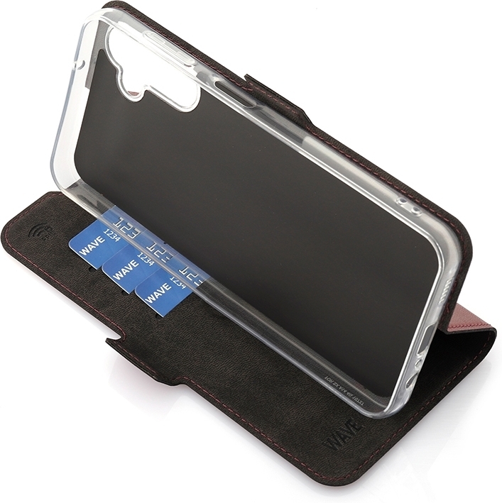 Wave BookCase -suojakotelo, Samsung Galaxy A14, Smoky Sangria