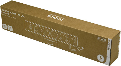 DELTACO virtapaneeli, 5 pistorasiaa, 1x21W A+C USB-laturi, GST18-liitäntä