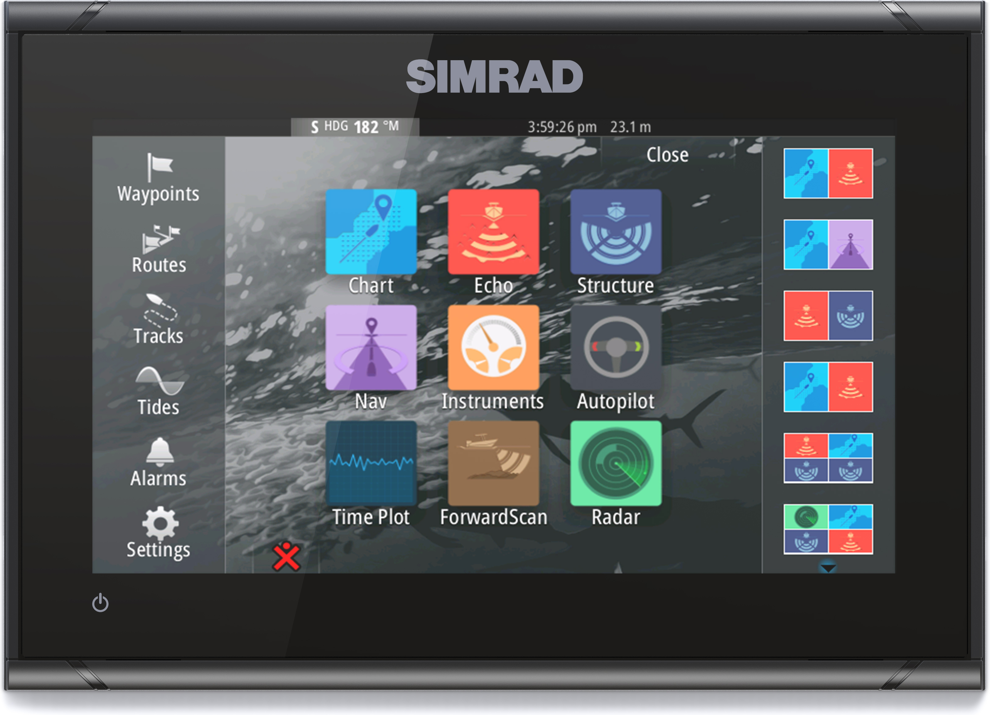 Simrad GO9 XSE -kaikuplotteri HDI-kaikuanturilla