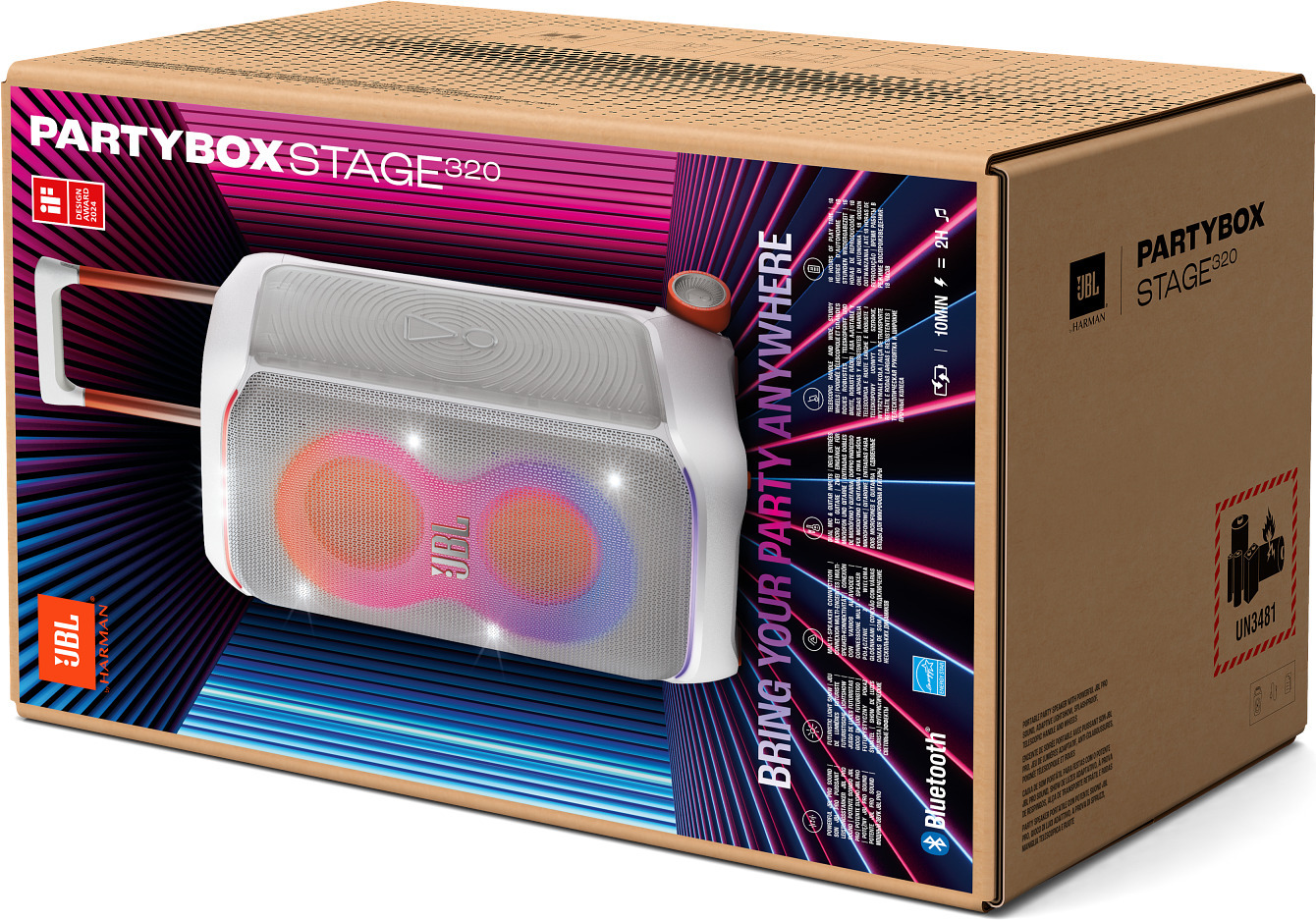 JBL PartyBox Stage 320 bilekaiutin, valkoinen