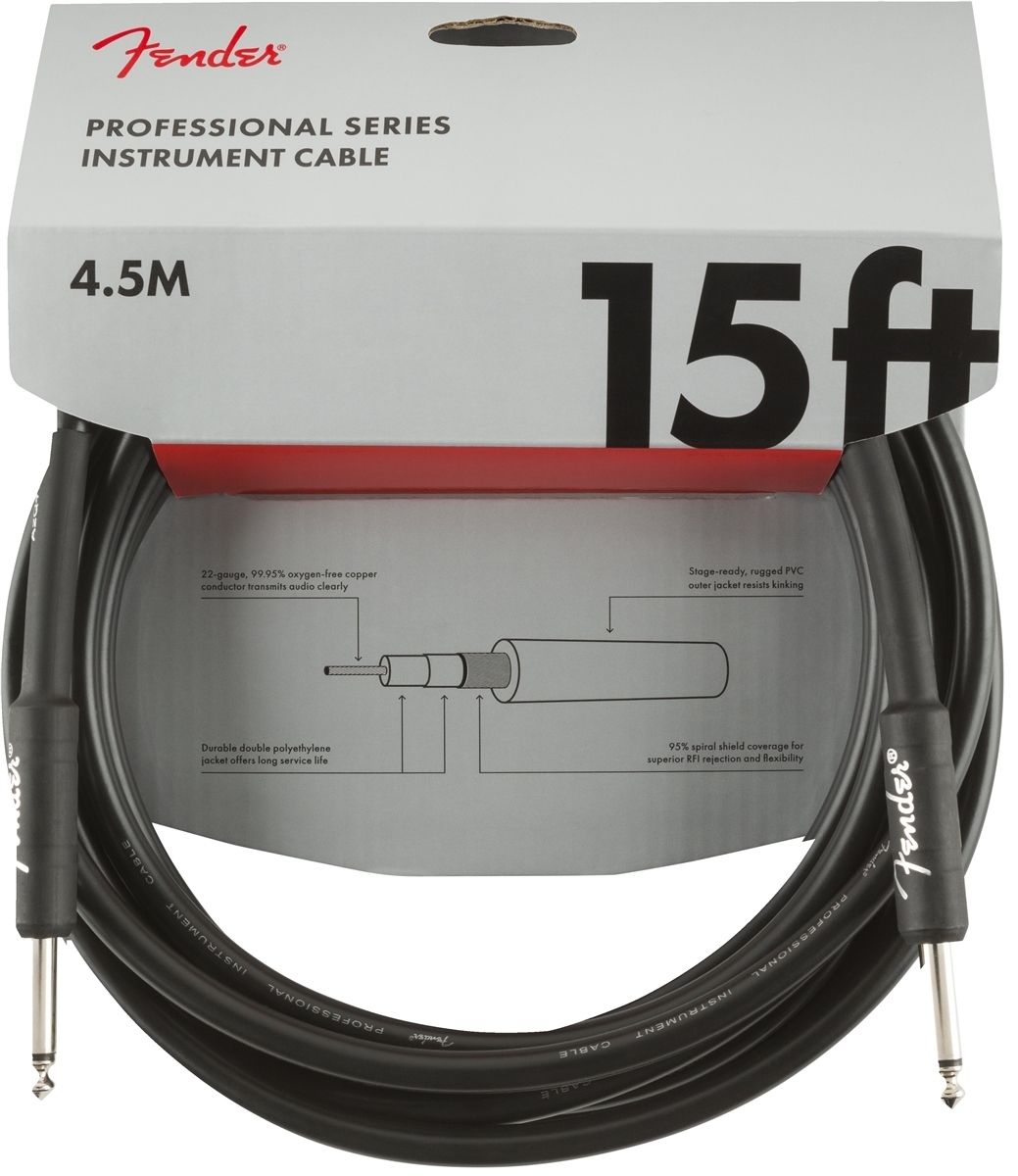 Fender Professional -instrumenttikaapeli 4,5 m, musta